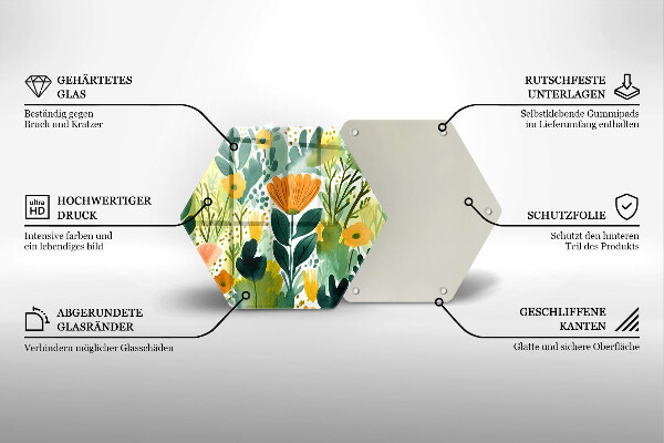 Tabla de cortar de vidrio Flores pintadas