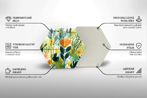 Tabla de cortar de vidrio Flores pintadas