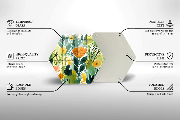 Tabla de cortar de vidrio Flores pintadas