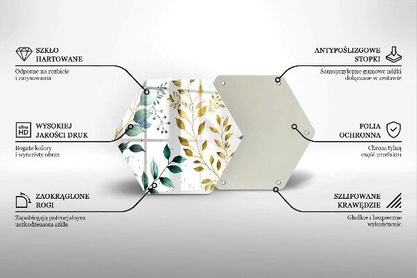 Tabla de cortar de vidrio Hojas verdes y doradas