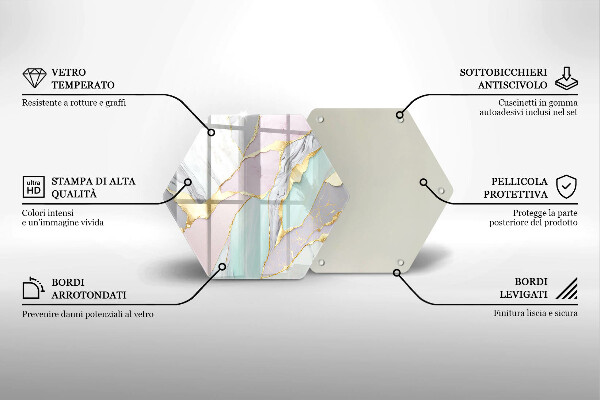 Tabla de cortar de vidrio Mármol pastel
