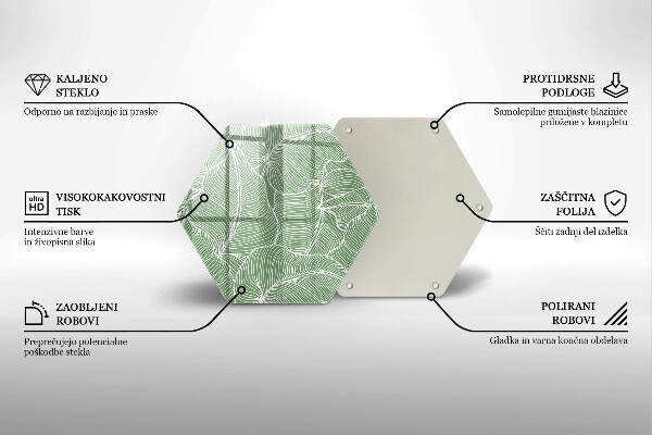 Tabla de cortar de vidrio Hojas lineales