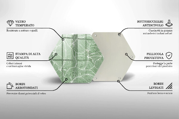 Tabla de cortar de vidrio Hojas lineales