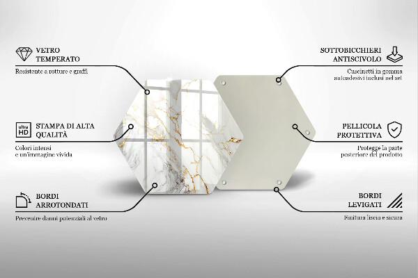 Tabla de cortar de vidrio Mármol claro con oro