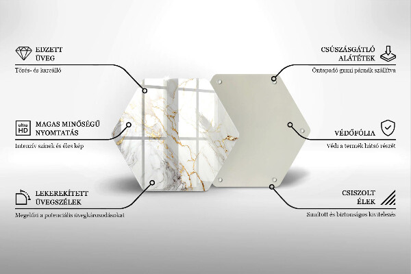Tabla de cortar de vidrio Mármol claro con oro