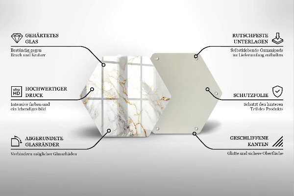 Tabla de cortar de vidrio Mármol claro con oro
