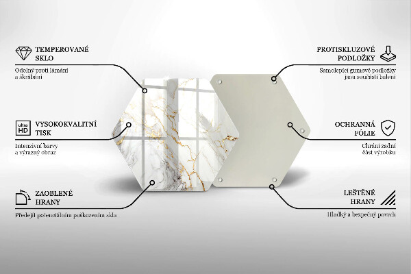 Tabla de cortar de vidrio Mármol claro con oro