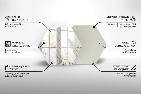 Tabla de cortar de vidrio Mármol claro con oro