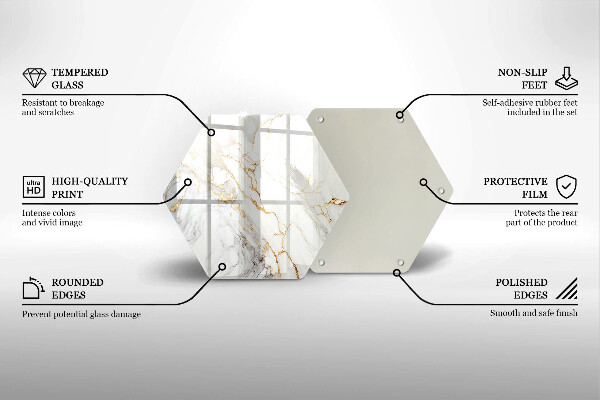 Tabla de cortar de vidrio Mármol claro con oro