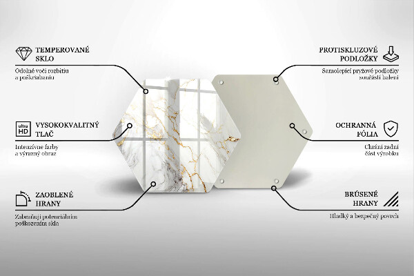 Tabla de cortar de vidrio Mármol claro con oro