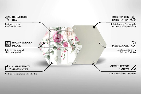 Tabla de cortar de vidrio Rosas acuarelas