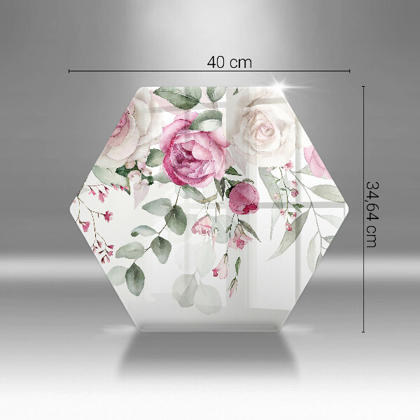 Tabla de cortar de vidrio Rosas acuarelas