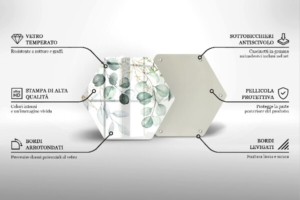 Tabla de cortar de vidrio Plantas pintadas