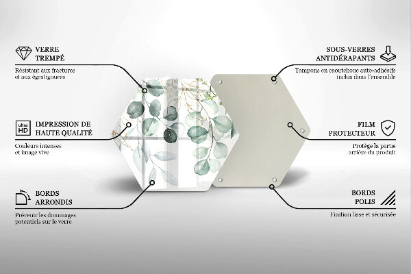 Tabla de cortar de vidrio Plantas pintadas