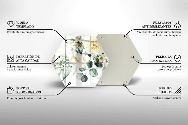 Tabla de cortar de vidrio Flores de acuarela