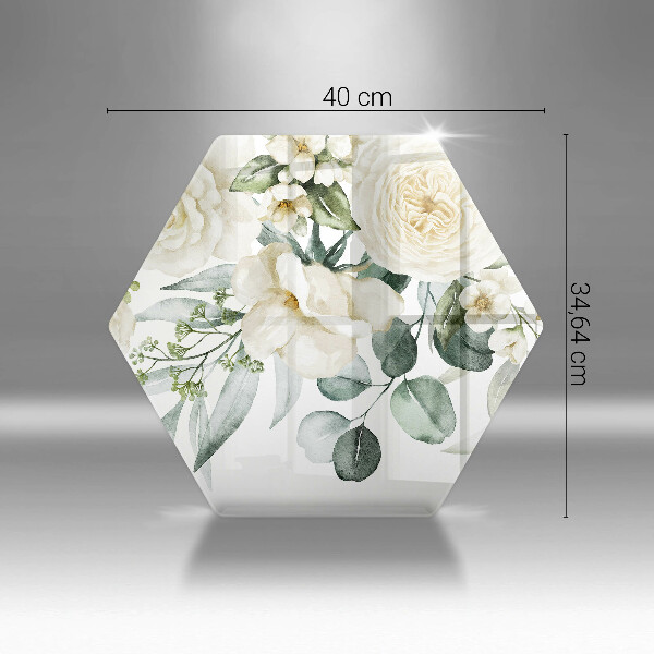 Tabla de cortar de vidrio Flores de acuarela