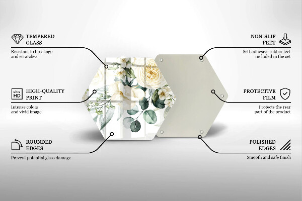 Tabla de cortar de vidrio Flores de acuarela