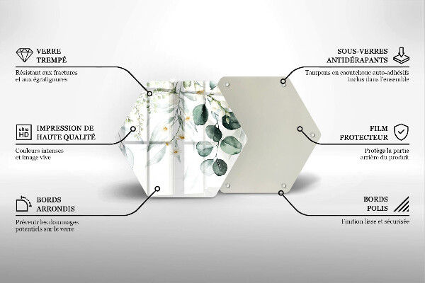 Tabla de cortar de vidrio Plantas de acuarela