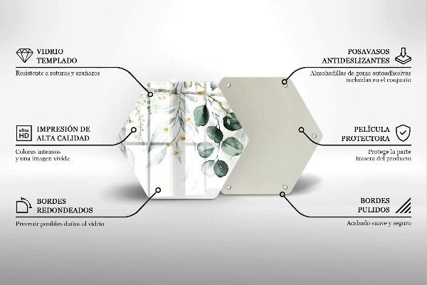 Tabla de cortar de vidrio Plantas de acuarela