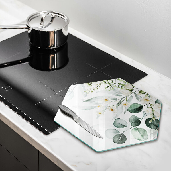 Tabla de cortar de vidrio Plantas de acuarela