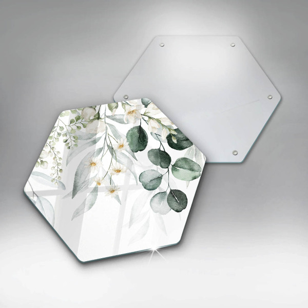 Tabla de cortar de vidrio Plantas de acuarela