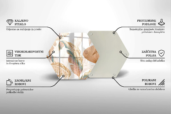 Tabla de cortar de vidrio Plumas y hojas boho