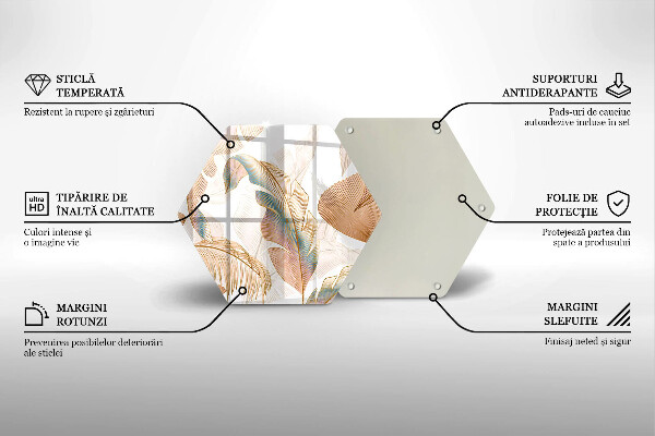 Tabla de cortar de vidrio Plumas y hojas boho