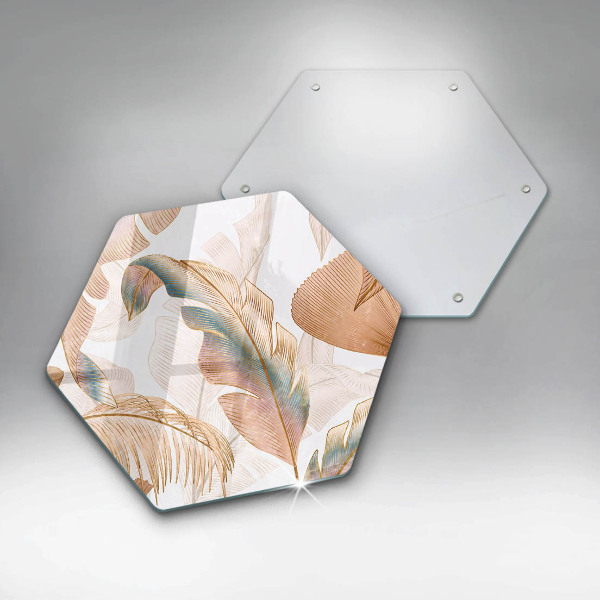 Tabla de cortar de vidrio Plumas y hojas boho