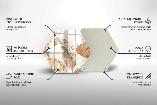 Tabla de cortar de vidrio Plumas y hojas boho