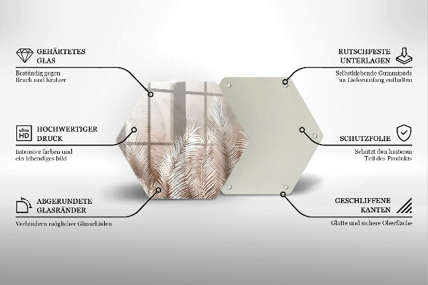 Tabla de cortar de vidrio Hojas de vegetación boho