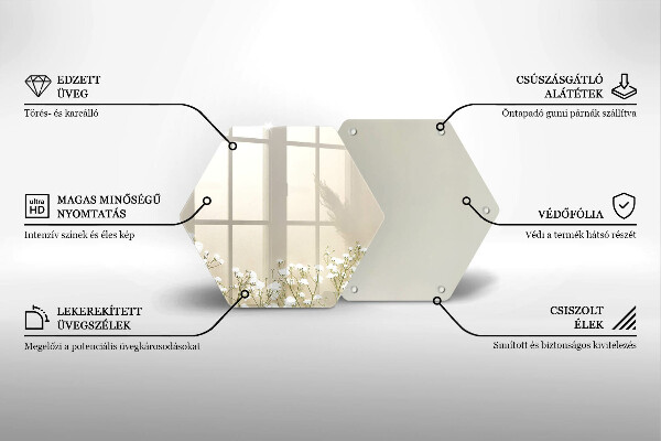 Tabla de cortar de vidrio Flores boho de yeso