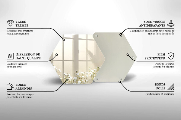 Tabla de cortar de vidrio Flores boho de yeso