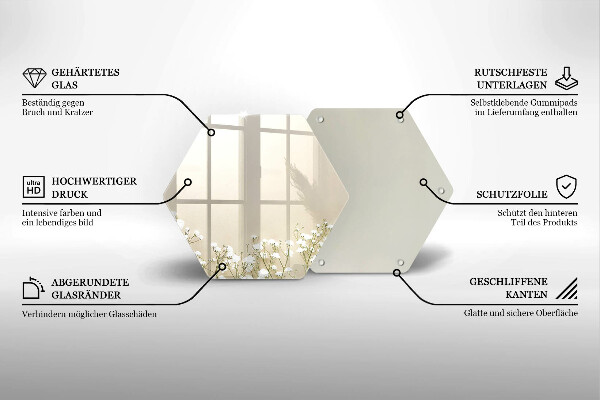 Tabla de cortar de vidrio Flores boho de yeso