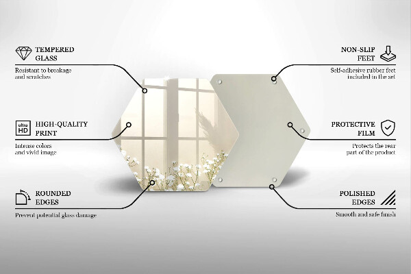 Tabla de cortar de vidrio Flores boho de yeso