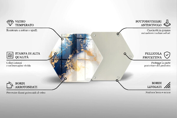 Tabla de cortar de vidrio Abstracción con azul