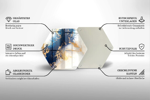 Tabla de cortar de vidrio Abstracción con azul