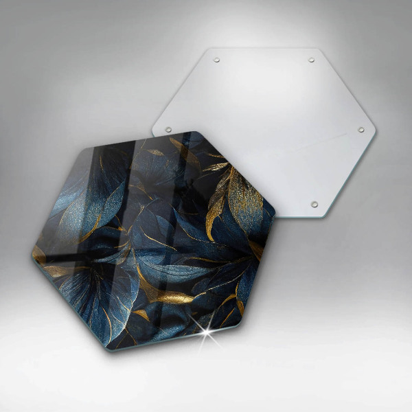 Tabla de cortar de vidrio Hojas decorativas con oro