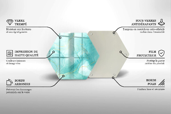 Tabla de cortar de vidrio Abstracción azul y dorada