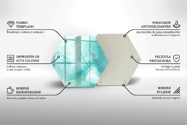 Tabla de cortar de vidrio Abstracción azul y dorada