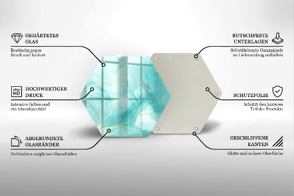 Tabla de cortar de vidrio Abstracción azul y dorada