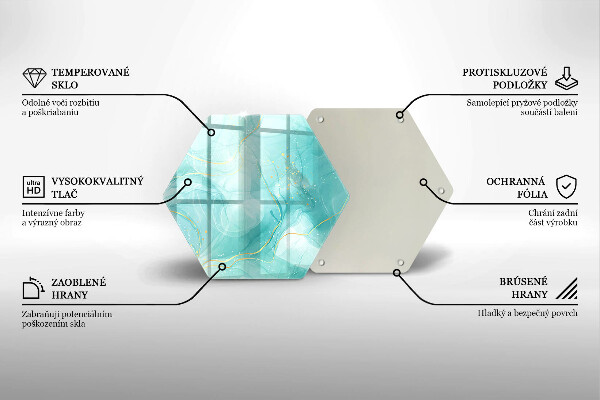 Tabla de cortar de vidrio Abstracción azul y dorada