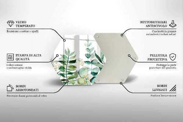 Tabla de cortar de vidrio Ilustración de hojas de plantas