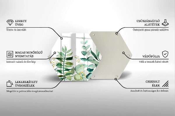 Tabla de cortar de vidrio Ilustración de hojas de plantas