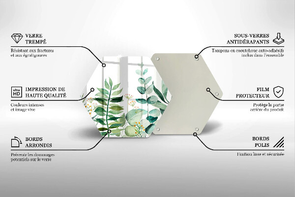 Tabla de cortar de vidrio Ilustración de hojas de plantas