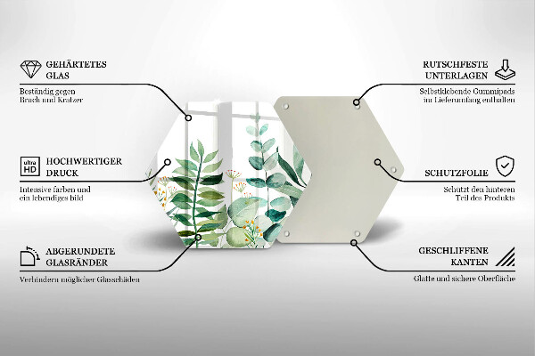 Tabla de cortar de vidrio Ilustración de hojas de plantas