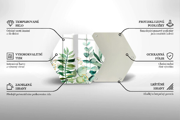 Tabla de cortar de vidrio Ilustración de hojas de plantas