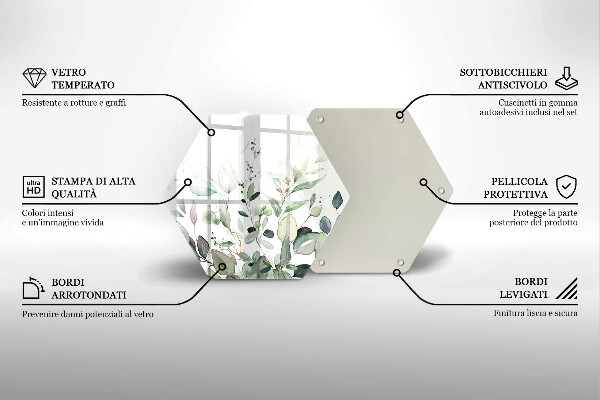 Tabla de cortar de vidrio Plantas de acuarela