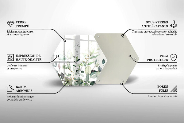 Tabla de cortar de vidrio Plantas de acuarela