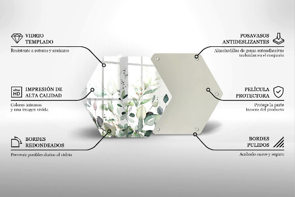 Tabla de cortar de vidrio Plantas de acuarela