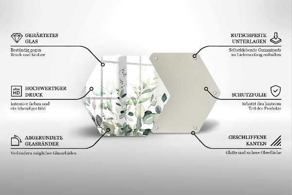 Tabla de cortar de vidrio Plantas de acuarela